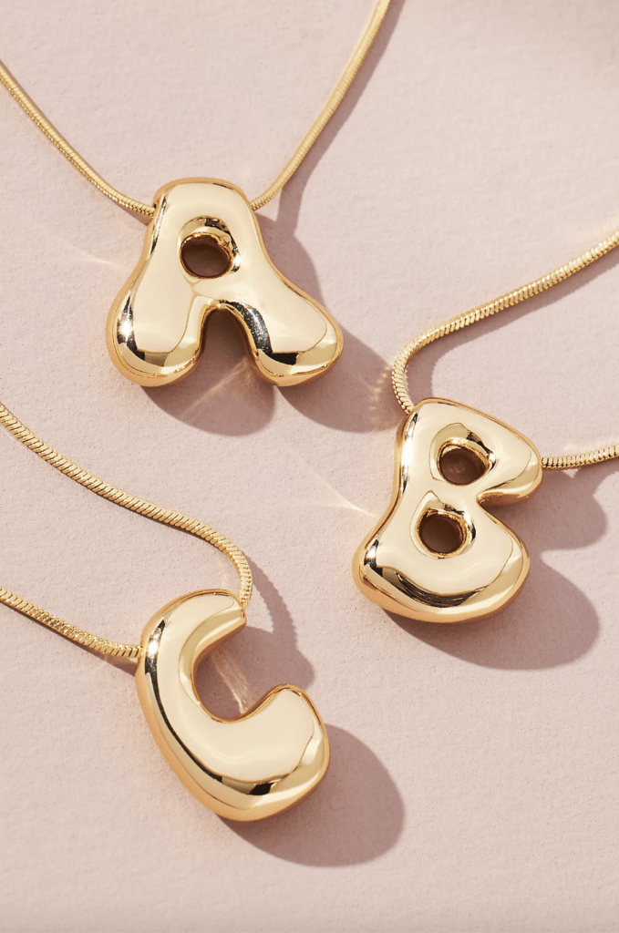 Bubble Letter Monogram Necklace for Mother's Day Gift